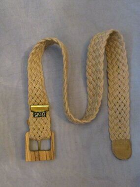 GAP Belt braided rope with wooden buckle XS - Small ? 33 " length